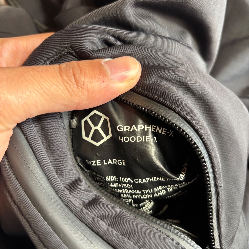 Graphene-X Hoodie-X Mens Large Black Reversible Technical Performance Jacket Zip - Picture 3 of 12